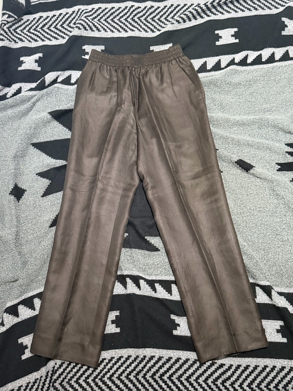 Suit supply Men's Brown silk linen wide-Leg Pants size 28 new